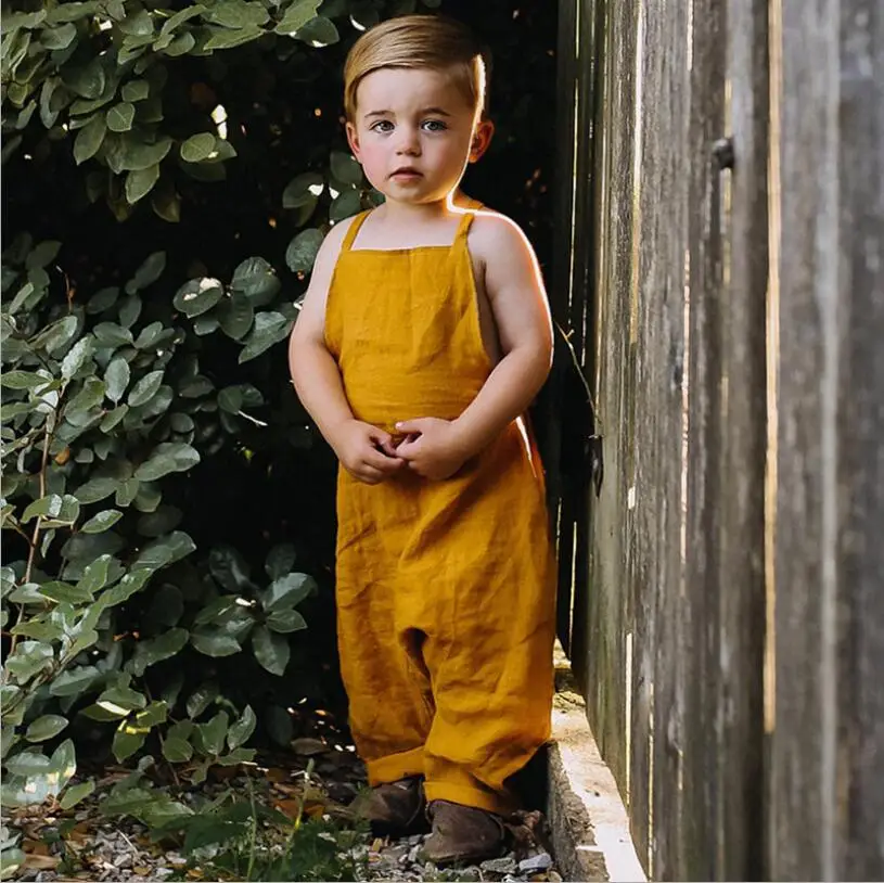 Children's yellow summer romper baby wear hot style suspenders backless jumpsuit YHRM19002
Children's yellow summer romper baby wear hot style suspenders backless jumpsuit YHRM19002