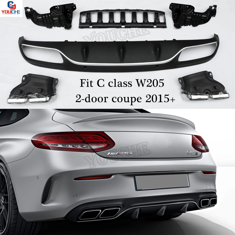 W205 AMG стиль задний бампер диффузор губа для Mercedes A205 C205 с упаковка 2015 + купе