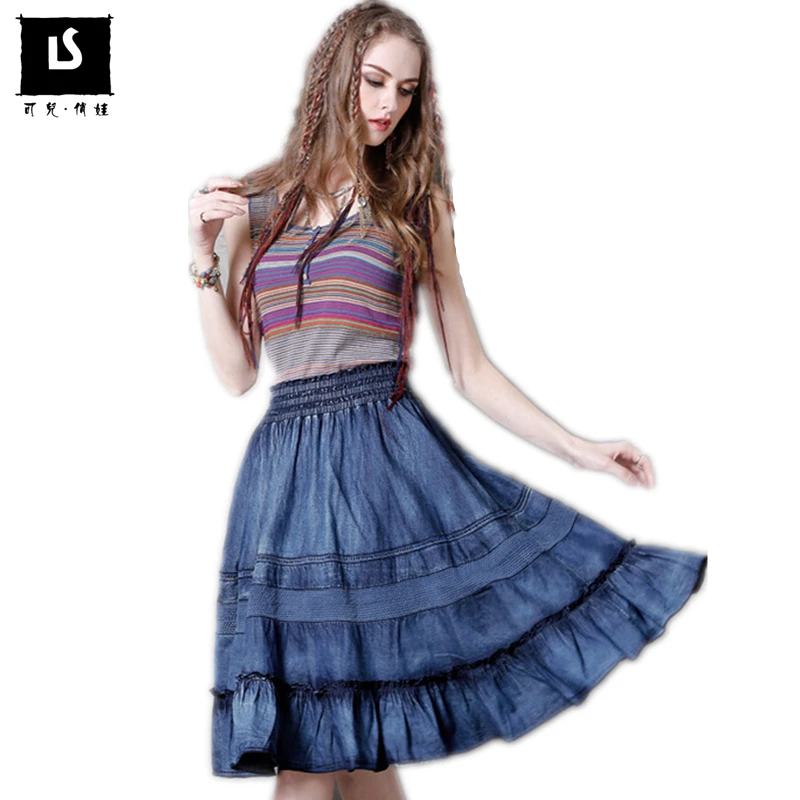 Autumn Winter Skirts Women Clothing Hollow Stitching Denim Skirt Pleated A Line Vintage Casual jeans skirt Knee Length Skirts
Autumn Winter Skirts Women Clothing Hollow Stitching Denim Skirt Pleated A Line Vintage Casual jeans skirt Knee Length Skirts