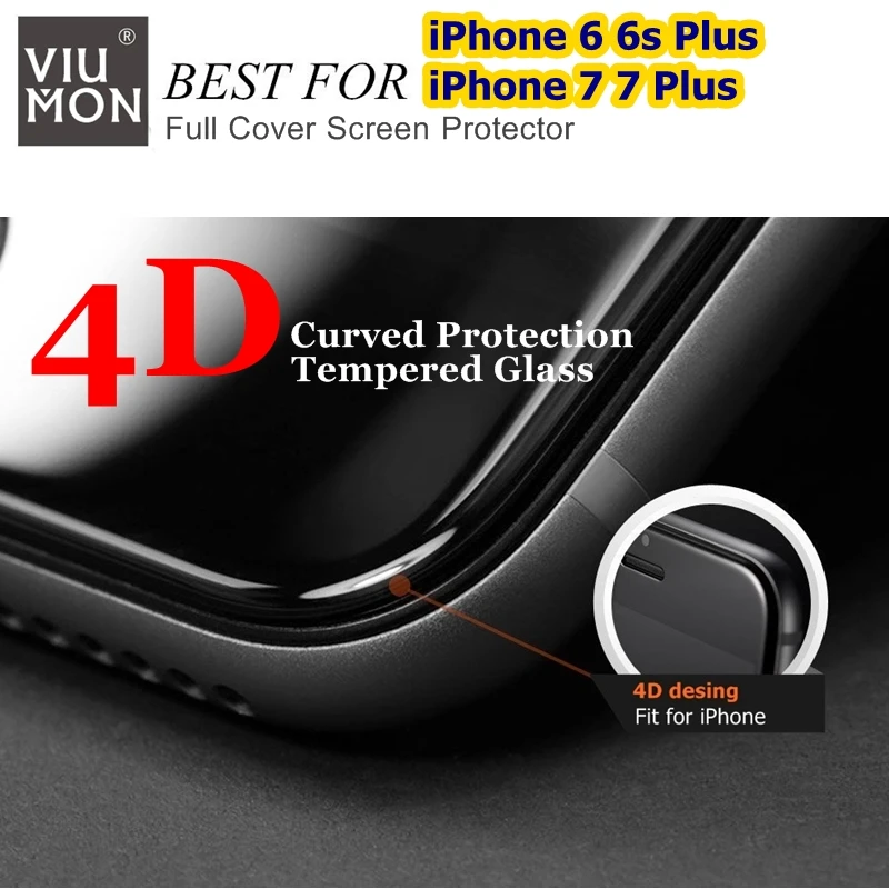 Фото Настоящее 4D изогнутое полноэкранное стекло для iPhone 6 7 закаленное Защита экрана