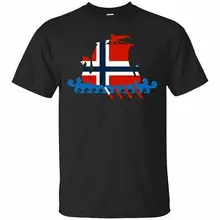 Новая мужская черная футболка с норвежским флагом викинга из