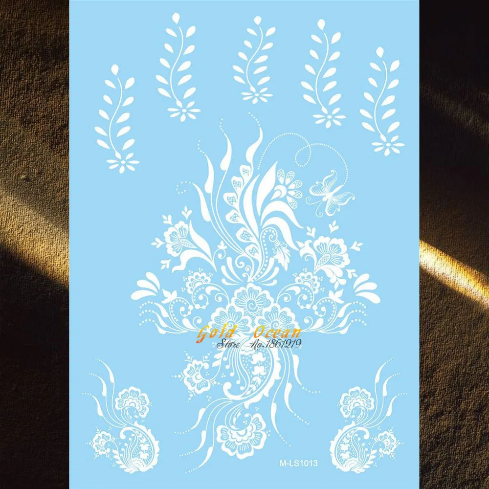 Flash White Henna Temporary Tattoo Stickers Fake Body Art ARm Tattoo Stickers GMLS1013 Women Big Flower Tattoo Lace Vines Design
Flash White Henna Temporary Tattoo Stickers Fake Body Art ARm Tattoo Stickers GMLS1013 Women Big Flower Tattoo Lace Vines Design