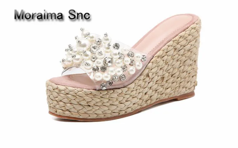 Moraima Snc brand slides Sandals pearl pantuflas platform high heels slippers women crystal wedges sandals gilrs dress pink shoe
Moraima Snc brand slides Sandals pearl pantuflas platform high heels slippers women crystal wedges sandals gilrs dress pink shoe
