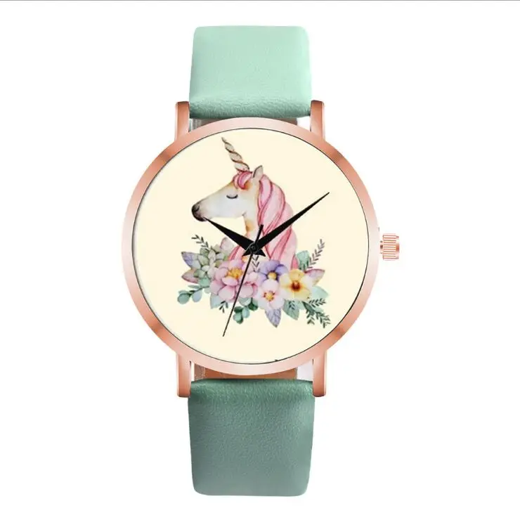 

Fashion Cute Unicorn Animal Watch Women Girl Leather Strap Analog Quartz Watch For Women relojes de mujer Montres Femme