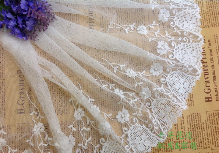 5 yards/lot width 26cm 10.23" white mesh tulip bridal wedding embroidery lace trim fabric for dress/skirt 1028086AL4K529
5 yards/lot width 26cm 10.23" white mesh tulip bridal wedding embroidery lace trim fabric for dress/skirt 1028086AL4K529