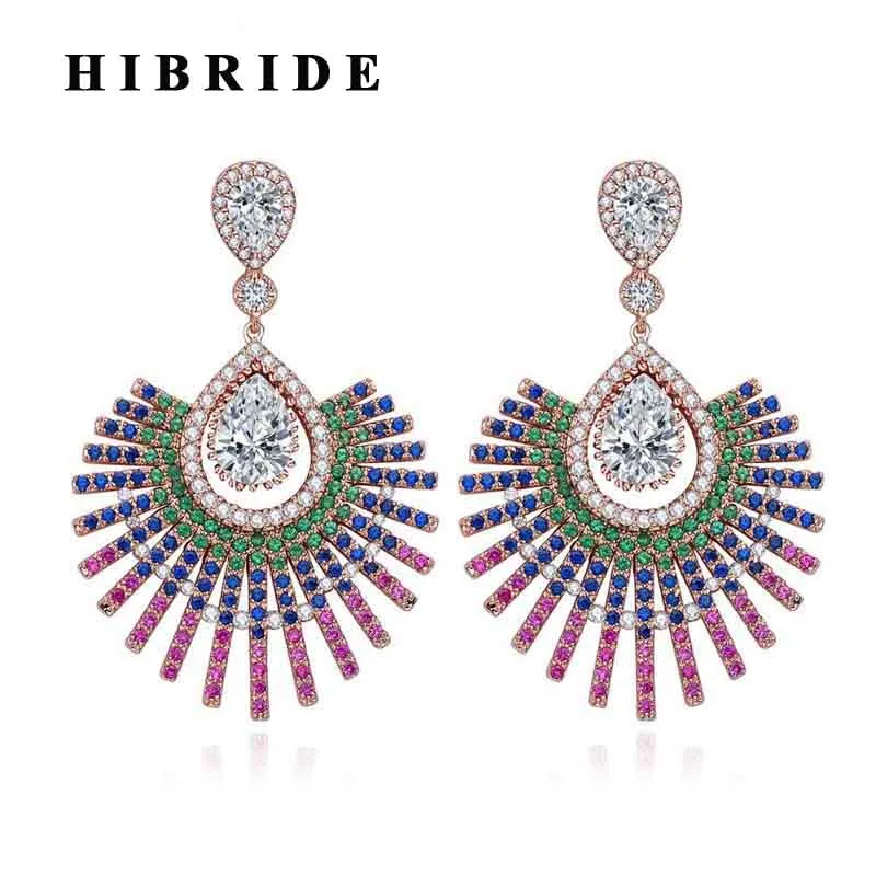 HIBRIDE Beautiful Bohemia Style Multicolor Cubic Zircon Pave Big Pendant Earring Brazil Trendy Women Drop Earring Brincos E-504
HIBRIDE Beautiful Bohemia Style Multicolor Cubic Zircon Pave Big Pendant Earring Brazil Trendy Women Drop Earring Brincos E-504