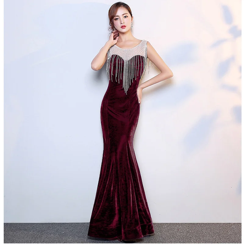 Luxury Red Velvet Diamond Neck Tassels Sleeveless Sexy Dress Women Party Plus Size Club Wear Vestido Elegant Long Mermaid Dress
Luxury Red Velvet Diamond Neck Tassels Sleeveless Sexy Dress Women Party Plus Size Club Wear Vestido Elegant Long Mermaid Dress