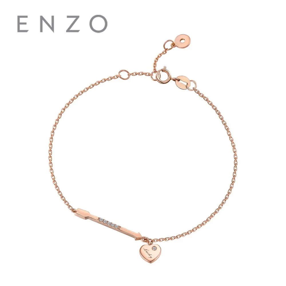 ENZO Pure Solid 18 К розовое золото Au750 Diamond Стрелка Сердце браслет с кольцом для женщин