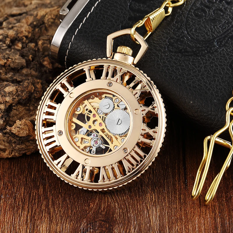 Luxury Mechanical Pocket Watch Hollow Gold Color Roman Numerals Fob Chain Clock Vintage Skeleton Pendent Steampunk Women's Watch
Luxury Mechanical Pocket Watch Hollow Gold Color Roman Numerals Fob Chain Clock Vintage Skeleton Pendent Steampunk Women's Watch