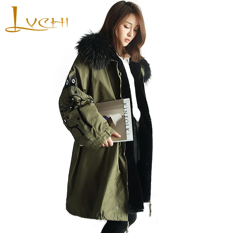 LVCHI Women Winter Jacket Parker Natural fur Rex Rabbit Jacket for Women raccoon dog fur collar Floral print imported jackets
LVCHI Women Winter Jacket Parker Natural fur Rex Rabbit Jacket for Women raccoon dog fur collar Floral print imported jackets