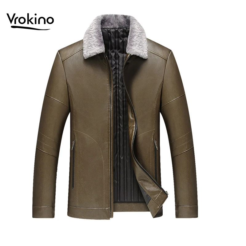 VROKINO Brand 2019 New Winter Men's Down Jacket Padded Leather Jacket Stylish High Quality Men's Lapel Fleece Leather Jacket
VROKINO Brand 2019 New Winter Men's Down Jacket Padded Leather Jacket Stylish High Quality Men's Lapel Fleece Leather Jacket