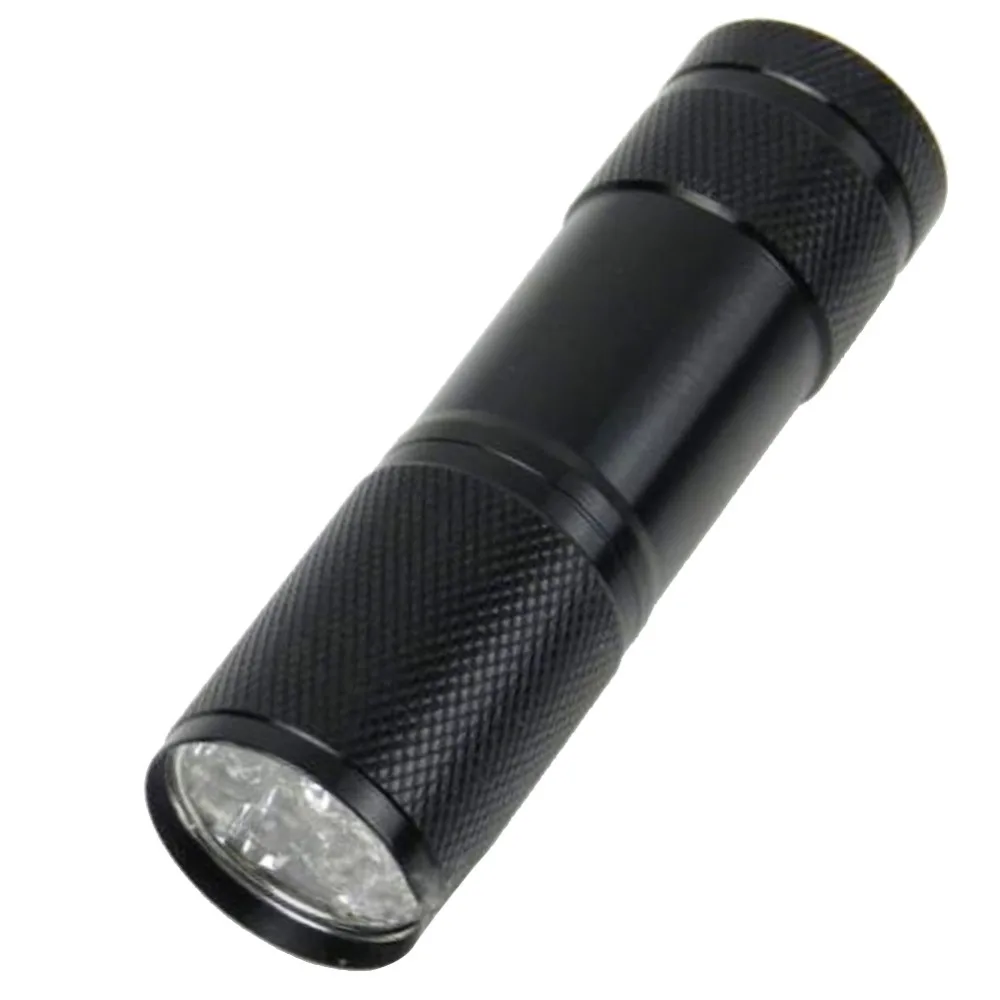 Черный мини алюминиевый портативный УФ ультрафиолетовый Blacklight 9 Светодиодный