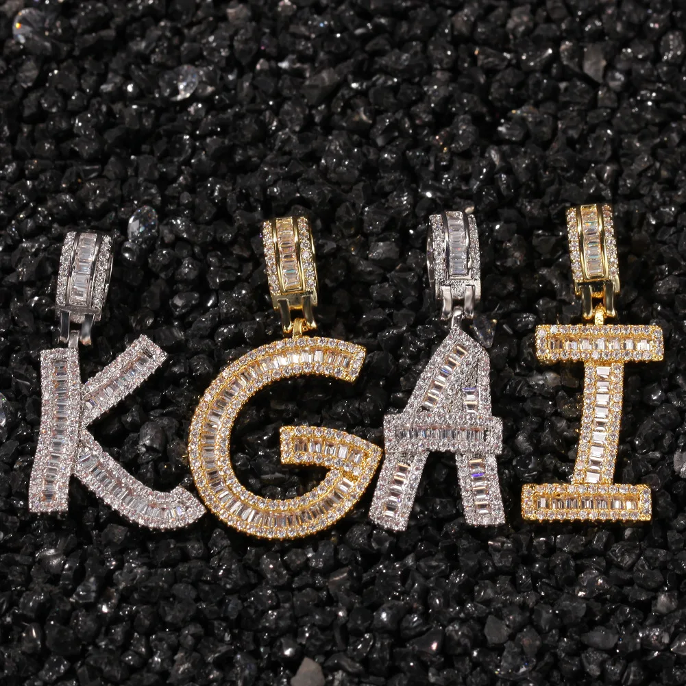 Hip Hop Fashion A-Z Baguette Initials Name Pendant Chain Gold Plated Iced Out Zirconia Necklace for Men Women
Hip Hop Fashion A-Z Baguette Initials Name Pendant Chain Gold Plated Iced Out Zirconia Necklace for Men Women