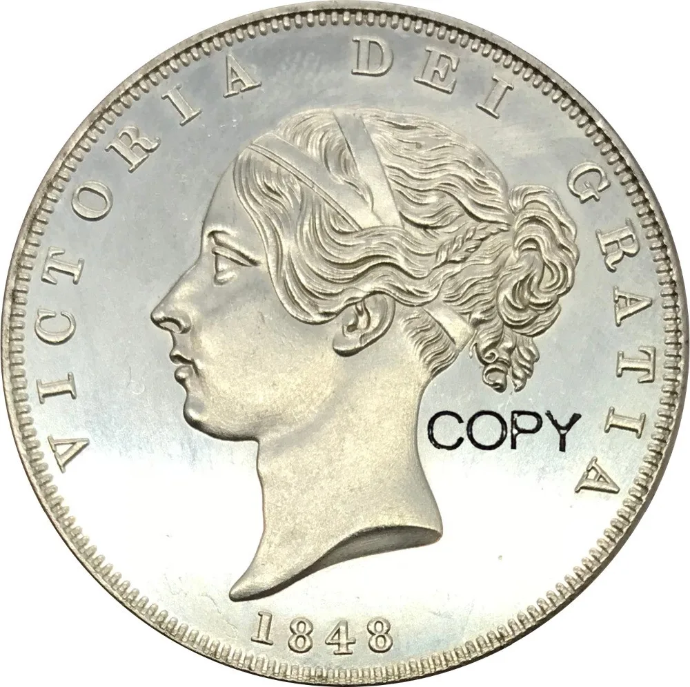 Great Britain 1/2 Crown 1848 Victoria young head Cupronickel Plated Silver Copy Coin
Great Britain 1/2 Crown 1848 Victoria young head Cupronickel Plated Silver Copy Coin