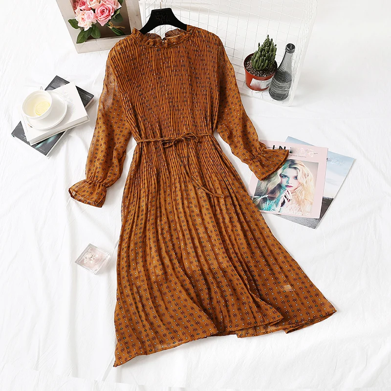 Spring Autumn Women's Chiffon Dresses Stand Neck With Bow Floral Print Ruffles Vestido Long Sleeve Elegant Cute Dress Plus size
Spring Autumn Women's Chiffon Dresses Stand Neck With Bow Floral Print Ruffles Vestido Long Sleeve Elegant Cute Dress Plus size