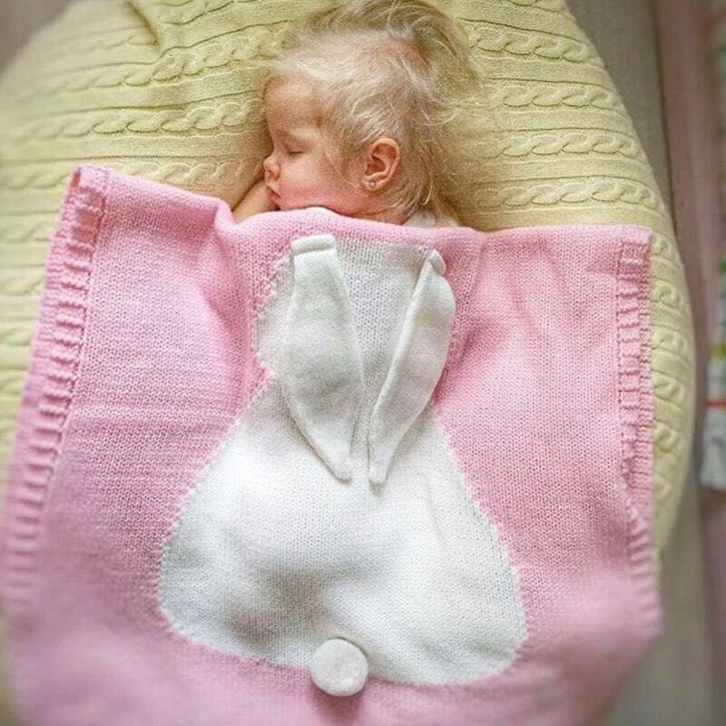 Одеяла с кроликами трикотажное детское одеяло для ползания хлопок крючком