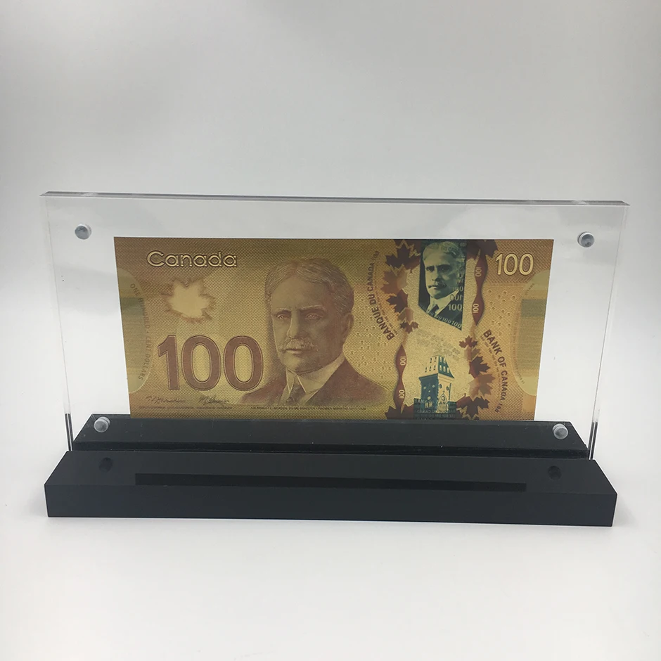 100CAD Canadian Dollar Souvenir Plastic Banknote 24K Gold Plated Fake Money Collection Gift with nice acrylic display stand
100CAD Canadian Dollar Souvenir Plastic Banknote 24K Gold Plated Fake Money Collection Gift with nice acrylic display stand