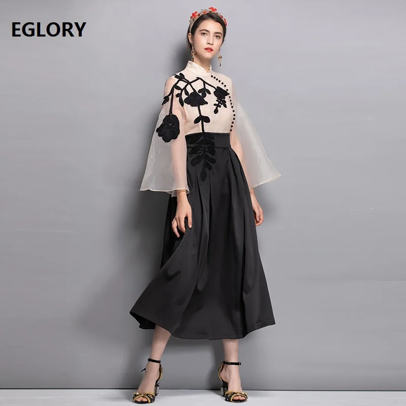 High Quality Brand Chinese Dress Women Sheer Mesh Appliques Embroidery Patchwork Flare Sleeve Vintage Party Novelty Dress Femmes
High Quality Brand Chinese Dress Women Sheer Mesh Appliques Embroidery Patchwork Flare Sleeve Vintage Party Novelty Dress Femmes