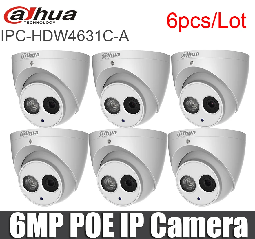 Dahua IPC-HDW4631C-A POE Встроенный микрофон Сетевая купольная камера видеонаблюдения с