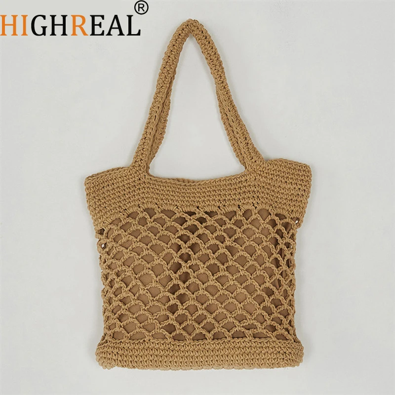 HIGHREAL Fashion Popular Woven Bag Mesh Rope Weaving Tie Buckle Reticulate Hollow Straw Bag Net Shoulder Bag
HIGHREAL Fashion Popular Woven Bag Mesh Rope Weaving Tie Buckle Reticulate Hollow Straw Bag Net Shoulder Bag