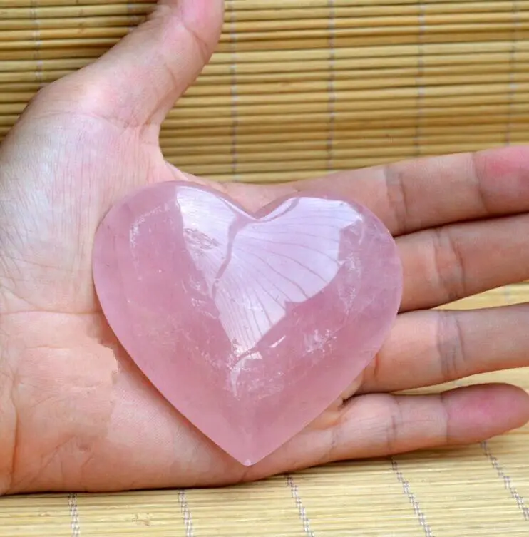 Фото Натуральный большой розовый кварцевый кристалл любящее сердце камни целебные