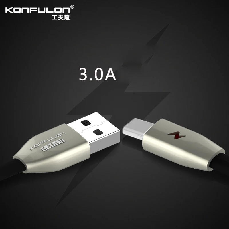 Konfulon 1 м Type C кабель для синхронизации и зарядки TPE плоская лапша 3A мобильный