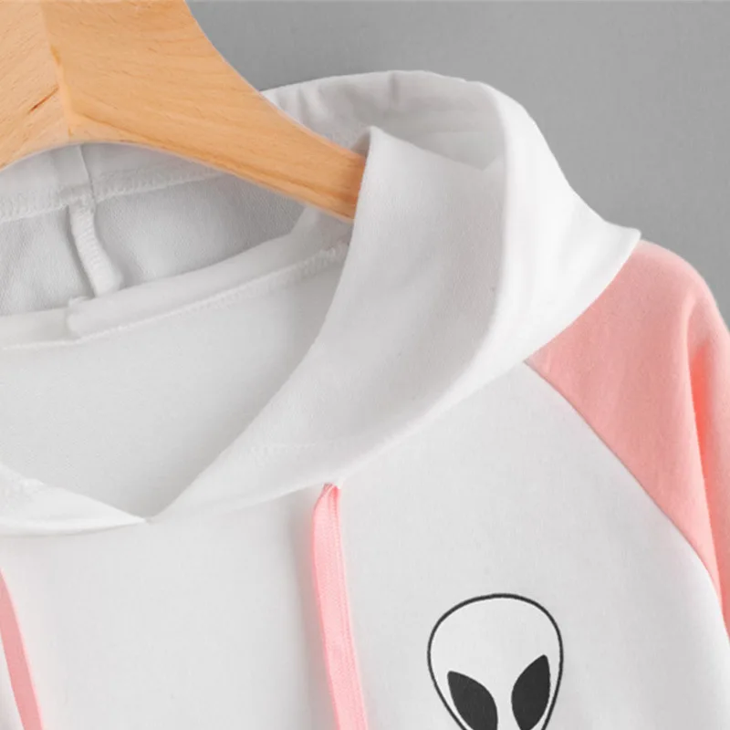 Long Sleeve Crop Top Hoodies Alien Print Contrast Patchwork Pullover Hooded Sweatshirt Hoody Ladies Cropped Hoodie Nice
Long Sleeve Crop Top Hoodies Alien Print Contrast Patchwork Pullover Hooded Sweatshirt Hoody Ladies Cropped Hoodie Nice