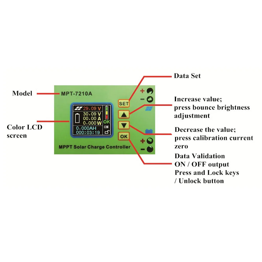 NEW MPPT 10A Step Up Solar Charge Controller LCD Display DC12-60V Solar Panel for 24V 36V 48V 60V 72V Battery Boost Charge
NEW MPPT 10A Step Up Solar Charge Controller LCD Display DC12-60V Solar Panel for 24V 36V 48V 60V 72V Battery Boost Charge