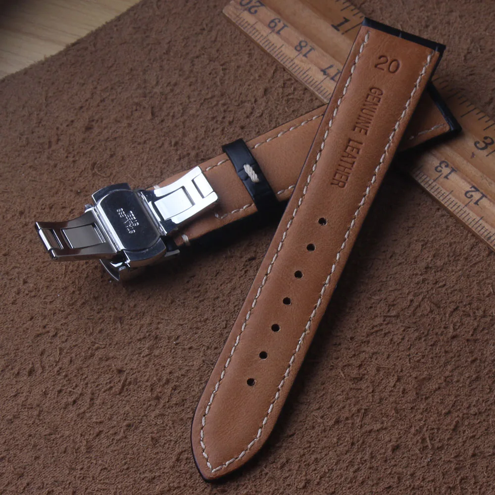 Genuine Leather Watchbands white stitched Band Buterfly Buckle Strap Waterproof Bracelets 18mm 19mm 20mm 21mm 22mm Brown bottom
Genuine Leather Watchbands white stitched Band Buterfly Buckle Strap Waterproof Bracelets 18mm 19mm 20mm 21mm 22mm Brown bottom