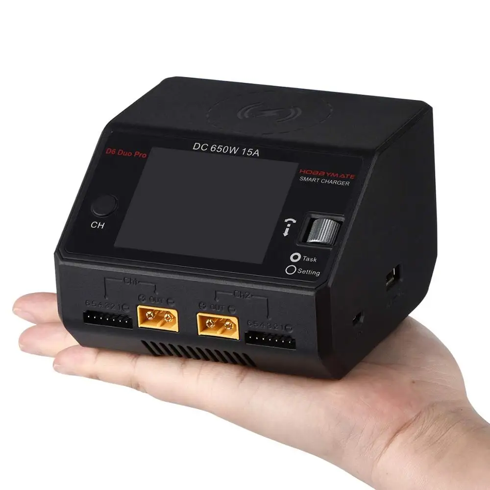 HOBBYMATE D6 Dual Port Rc Hobby Battery Charger DC 6.5-30V Input 650W 15A Lipo Battery Charger
HOBBYMATE D6 Dual Port Rc Hobby Battery Charger DC 6.5-30V Input 650W 15A Lipo Battery Charger
