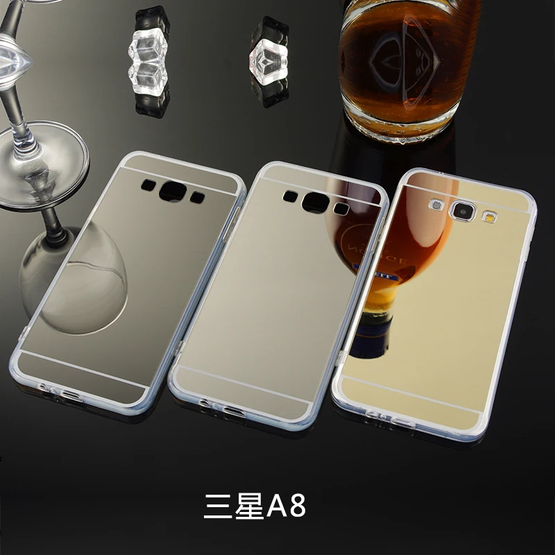 Розовое золото телефонные чехлы для Samsung Galaxy A8 зеркальный чехол мягкая Задняя