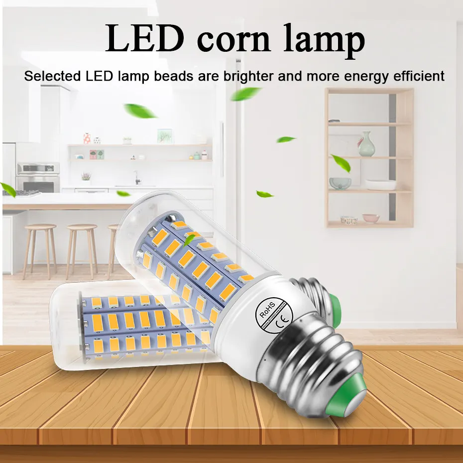 

E27 LED 24 36 48 56 69 72LEDs SMD5730 Lamp Light AC 220V 5730 Corn Bulb Chandelier Lights & Lighting Warm Cool White Lampada Led