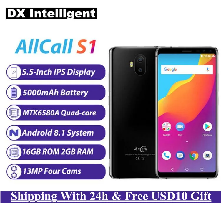 Флэш продажи AllCall S1 5000 mAh смартфон 5 дюйма 18:9 полный дисплей MT6580 4 ядра 2 Гб