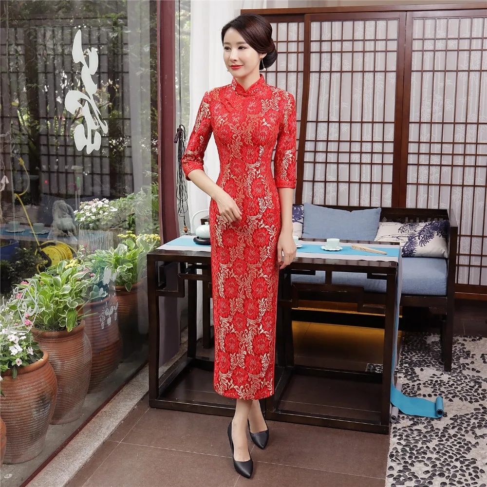 Shanghai Story Chinese Traditional Dress Long Cheongsam Velvet Qipao Lace Oriental dress 3/4 Sleeve Velvet Vintage Cheongsam
Shanghai Story Chinese Traditional Dress Long Cheongsam Velvet Qipao Lace Oriental dress 3/4 Sleeve Velvet Vintage Cheongsam