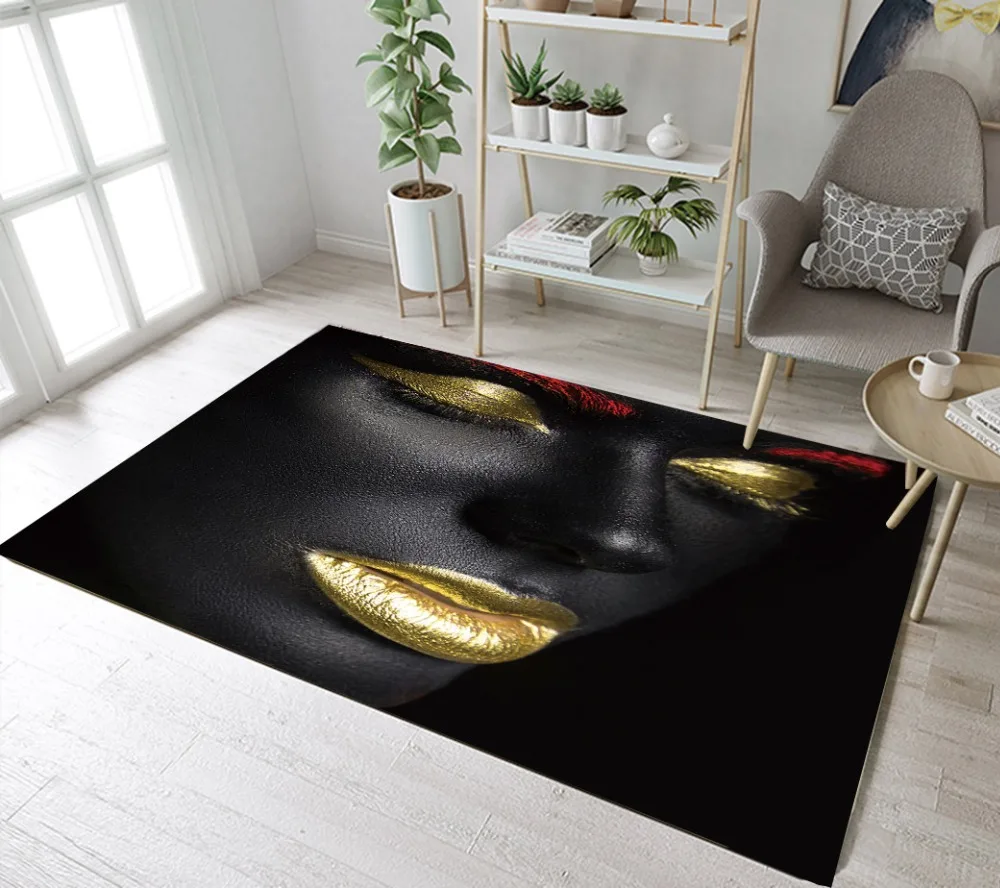 African Woman With Red Eyebrows Golden Lips Home Children's Room Floor Cushion Kitchen Area Rugs Bathroom Carpets Non-Slip Mat
African Woman With Red Eyebrows Golden Lips Home Children's Room Floor Cushion Kitchen Area Rugs Bathroom Carpets Non-Slip Mat