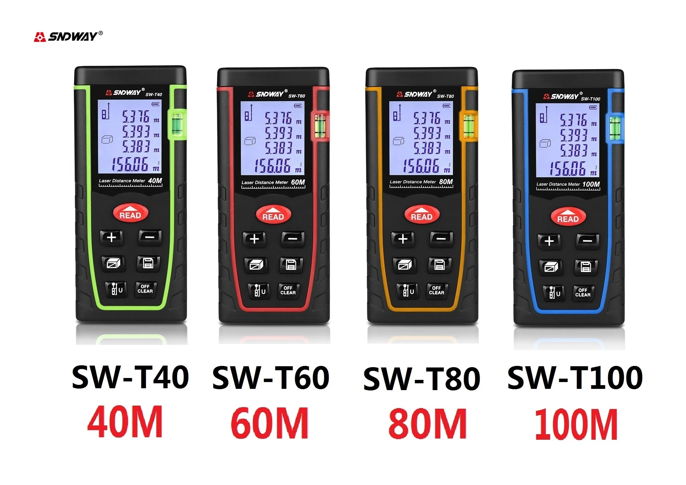 SNDWAY Laser Distance Meter 40m 60m 100m 120m Laser Measuring Instrument SW-T40 SW-T60 SW-T80 SW-T100 Measure Tape Laser Distanc
SNDWAY Laser Distance Meter 40m 60m 100m 120m Laser Measuring Instrument SW-T40 SW-T60 SW-T80 SW-T100 Measure Tape Laser Distanc