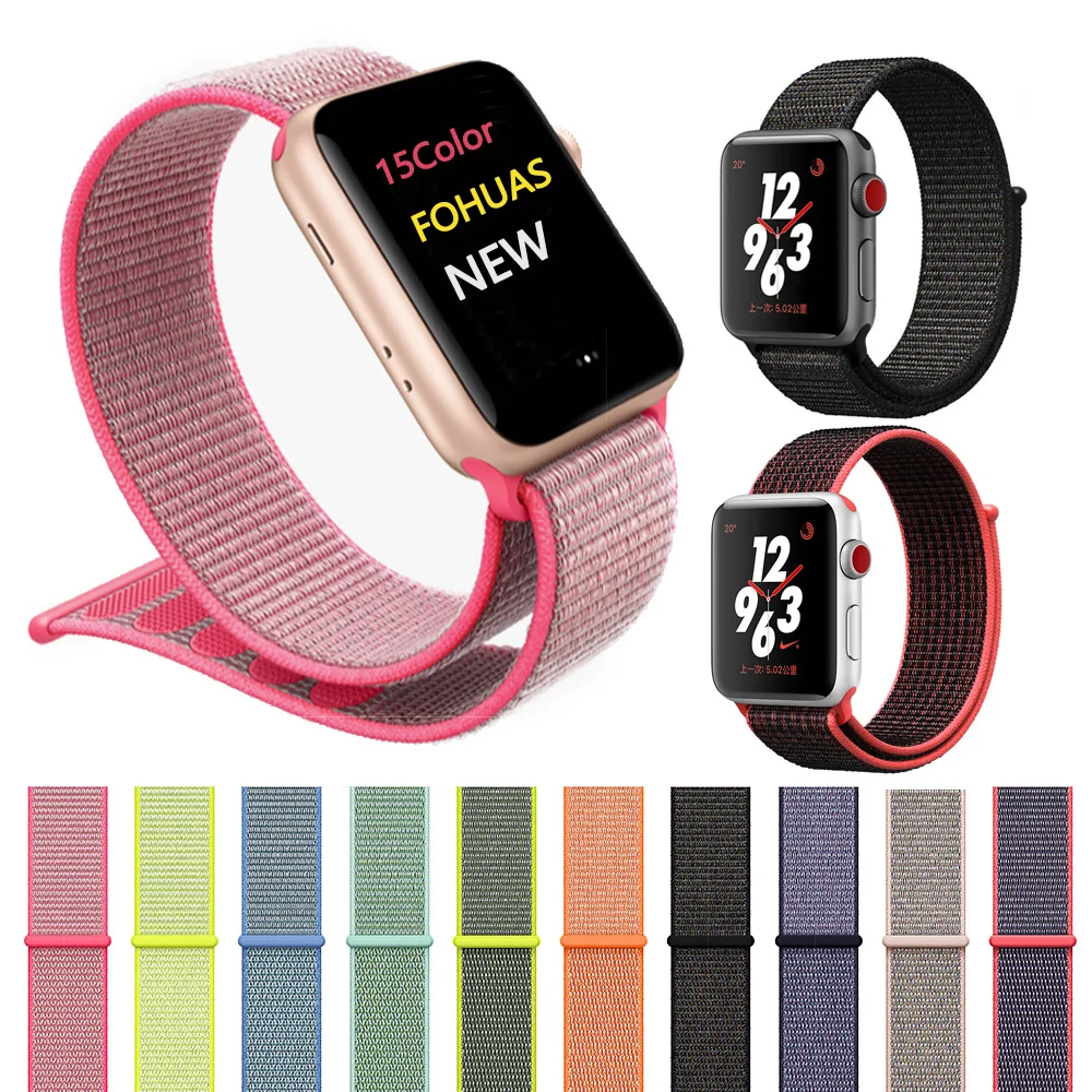Новый ightweight дышащей нейлоновой для iWatch ремешок Спорт петля Apple Watch Series 4 3 2 1 42 мм 38