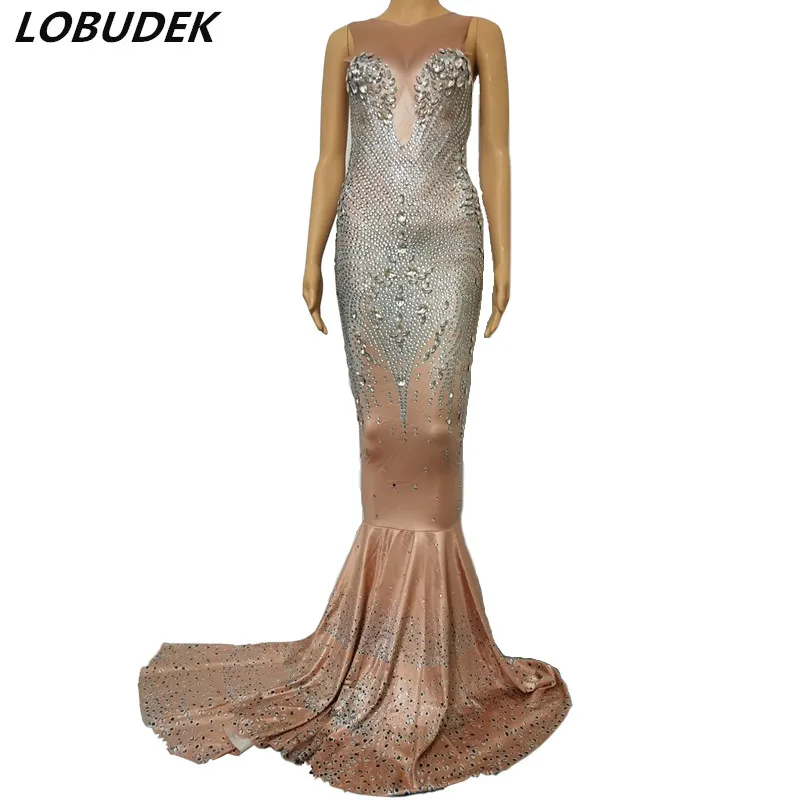 Long Dress tail Occident Bar Female Host Stage Costume Trailing Sparkly Crystals One Piece Party Celebration Mermaid
Long Dress tail Occident Bar Female Host Stage Costume Trailing Sparkly Crystals One Piece Party Celebration Mermaid