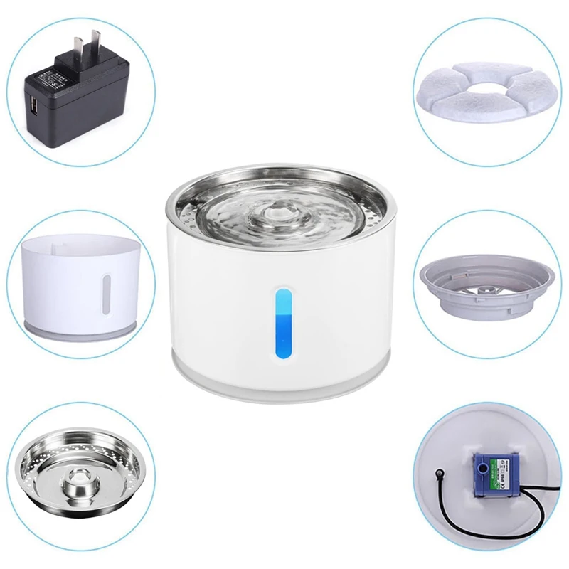 Pet светодиодная чаша для воды USB Reachargable водный фонтан кошачьей собаки бесшумный