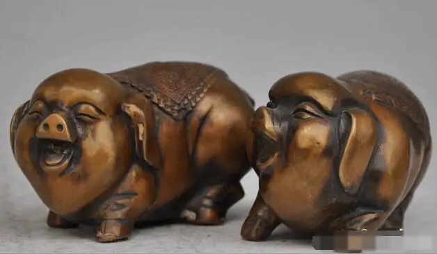 Free shipping S00653 4.72" China Bronze Copper Animal Zodiac Auspicious Wealth Happy Pig Statue Pair
Free shipping S00653 4.72" China Bronze Copper Animal Zodiac Auspicious Wealth Happy Pig Statue Pair