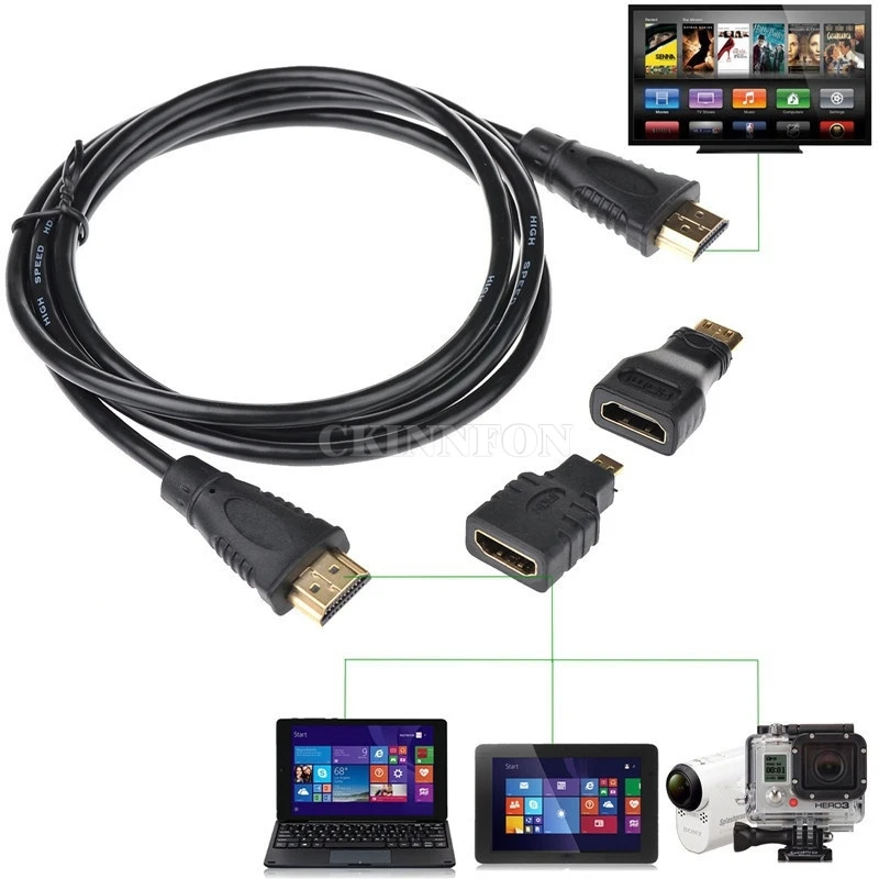 100Pcs/Lot 1.5m 3 in 1 High Speed 1080P HDMI-compatible Cable to HDMI-compatible Mini HDMI-compatible Micro Adaptor
100Pcs/Lot 1.5m 3 in 1 High Speed 1080P HDMI-compatible Cable to HDMI-compatible Mini HDMI-compatible Micro Adaptor