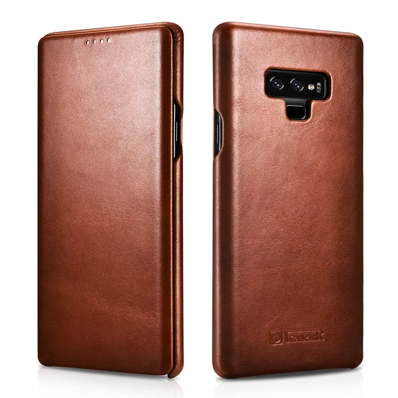 Тонкий чехол книжка из натуральной воловьей кожи в стиле ретро для Samsung Galaxy Note9
