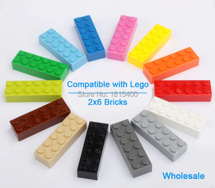 Детские сборные игрушки DIY Legoes Совместимые Кирпичи детали 2X6 пластиковые