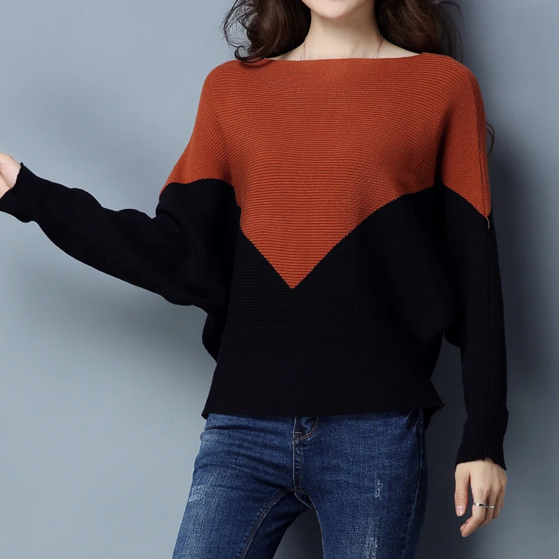 Batwing Sleeve Loose Autumn Winter Women Sweater Knit Fashion Female New Arrival Patchwork Pullover
Batwing Sleeve Loose Autumn Winter Women Sweater Knit Fashion Female New Arrival Patchwork Pullover