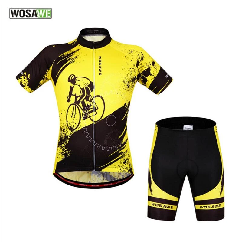 

WOLFBIKE Summer Men's Cycling Clothings Bike Jerseys Sets Short Team Cycling Wear Breathable Anti-Sweat Bike Equipment Yellow