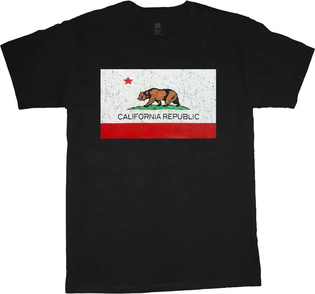 Большой человек рубашка califoria флаговый отличительный знак Футболка мужская плюс