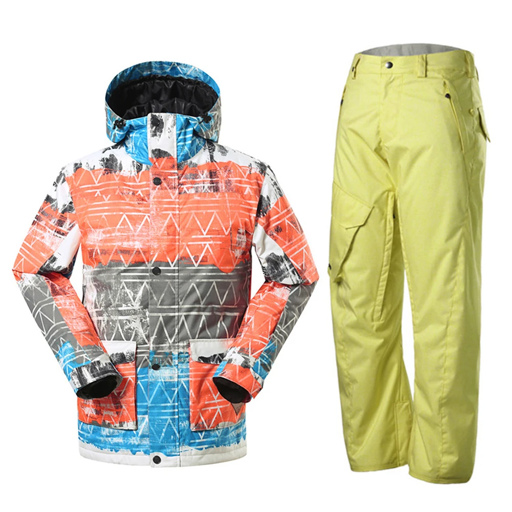 GSOU зимняя мужская лыжная куртка для сноуборда + штаны комплект лыжный костюм
