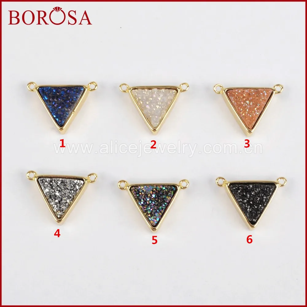 BOROSA New Connector Gold Color Bezel Triangle Rainbow Titanium Geode Druzy Connector Pendants for Women for Necklace ZG0157
BOROSA New Connector Gold Color Bezel Triangle Rainbow Titanium Geode Druzy Connector Pendants for Women for Necklace ZG0157