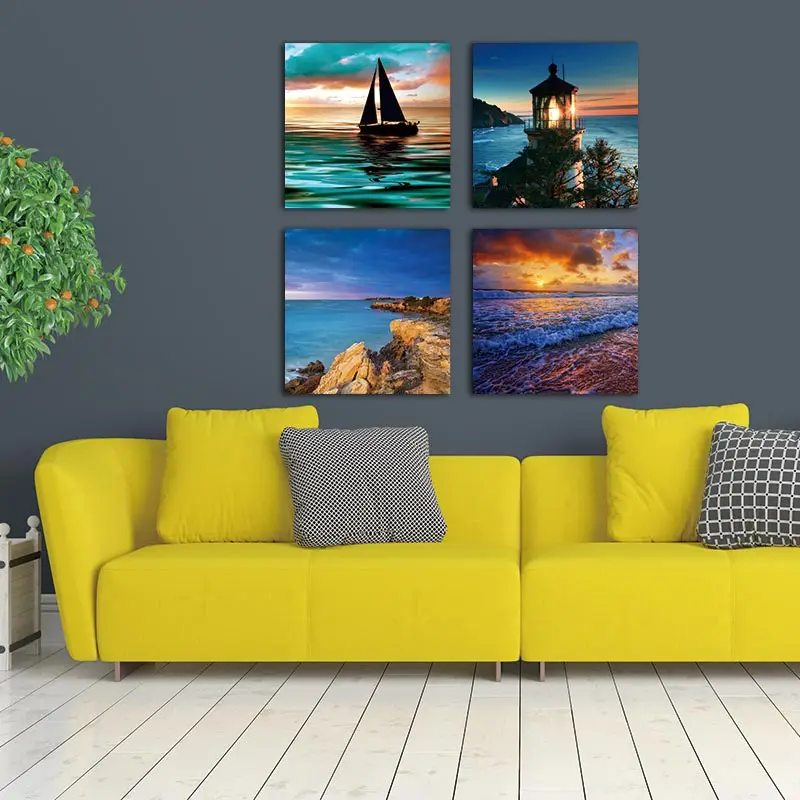 Canvas Prints Wall Art Decor 4 Panel Modern Ocean Art Reproductions Giclee Printing Sunset LiXWAthouse Coastline for Decoration
Canvas Prints Wall Art Decor 4 Panel Modern Ocean Art Reproductions Giclee Printing Sunset LiXWAthouse Coastline for Decoration