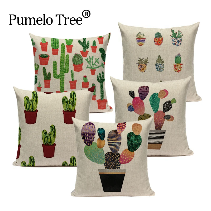

Plant cushion cover green leaves throw pillows tropical plants cactus cushions sofa Dorm linen Square print custom pillowcase